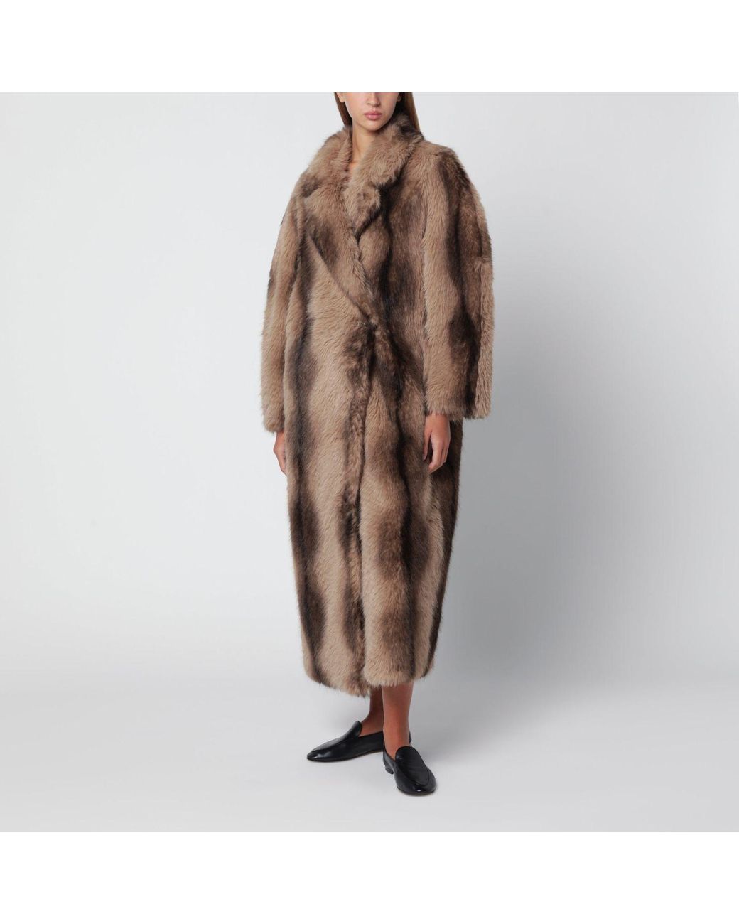 SWD by S.w.o.r.d. Brown Long Shaded Faux Fur Coat
