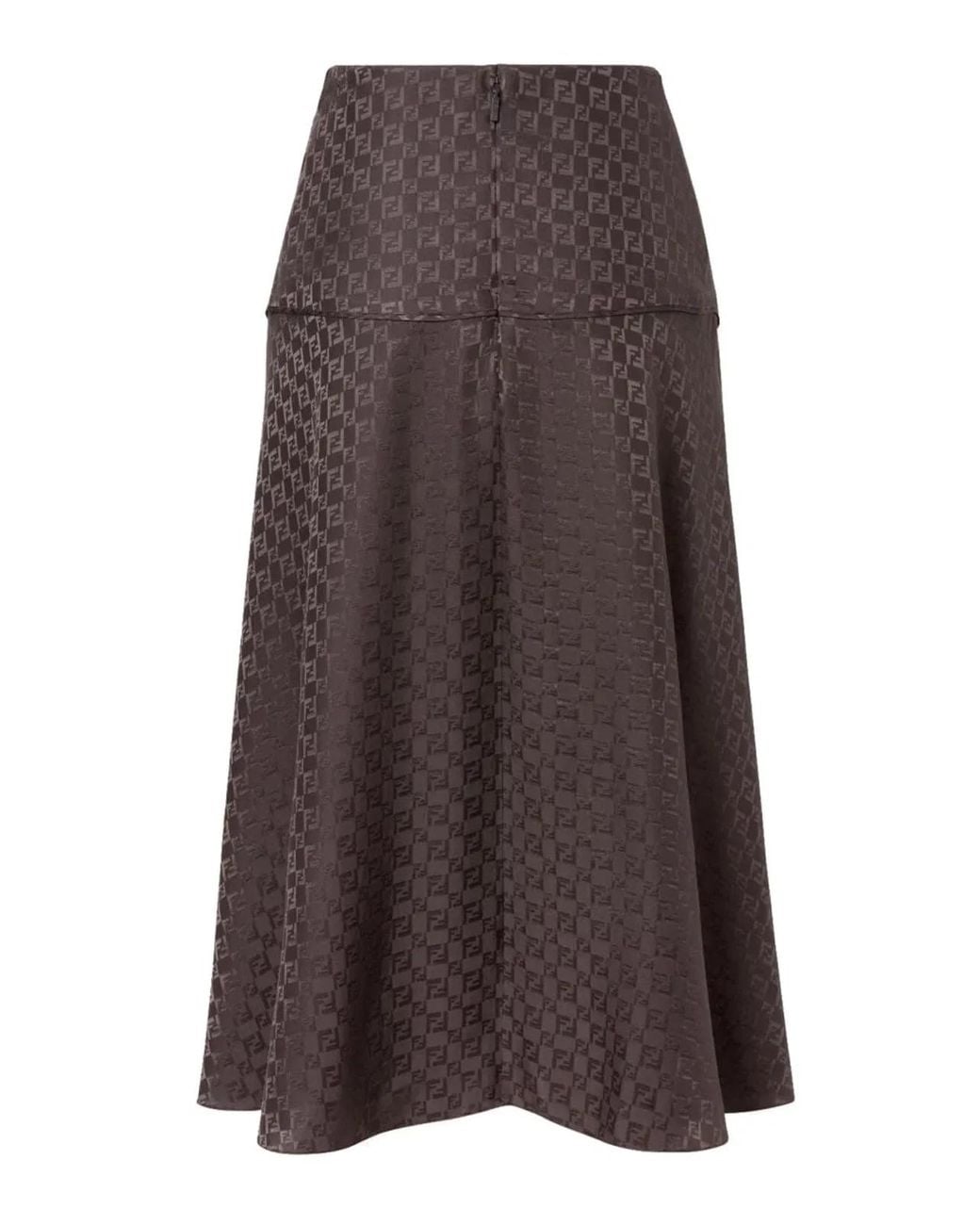 Fendi Brown Skirt Ff Silk