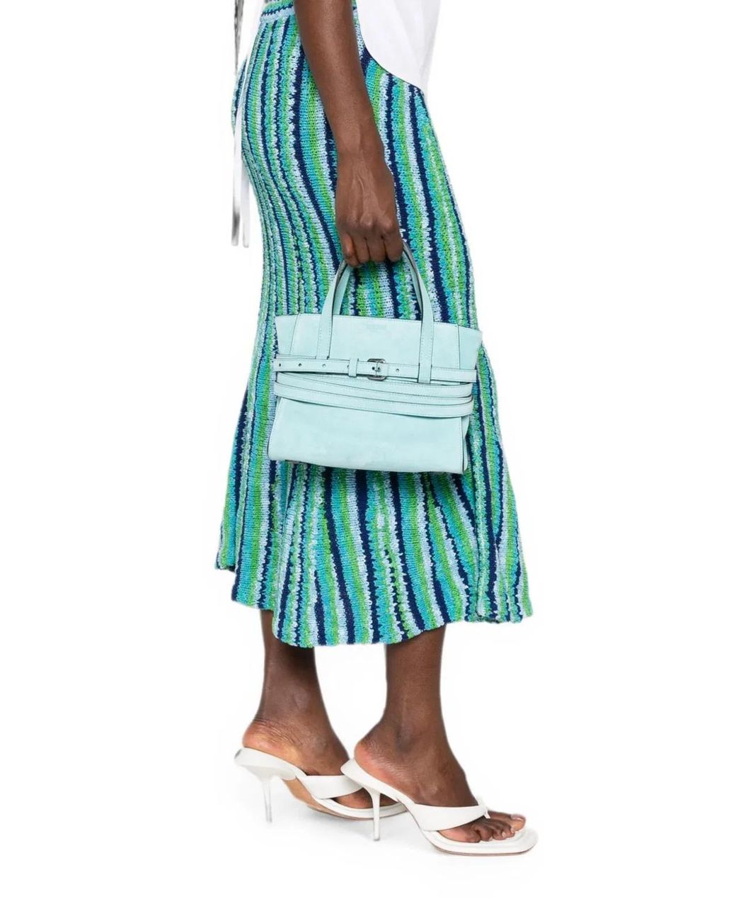 Moschino Couture Blue Tie Me Leather Handbag