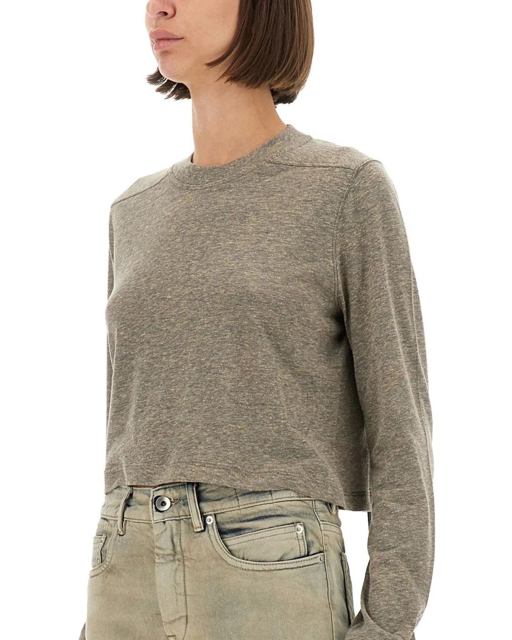 Rick Owens Gray Cotton Blend T-Shirt