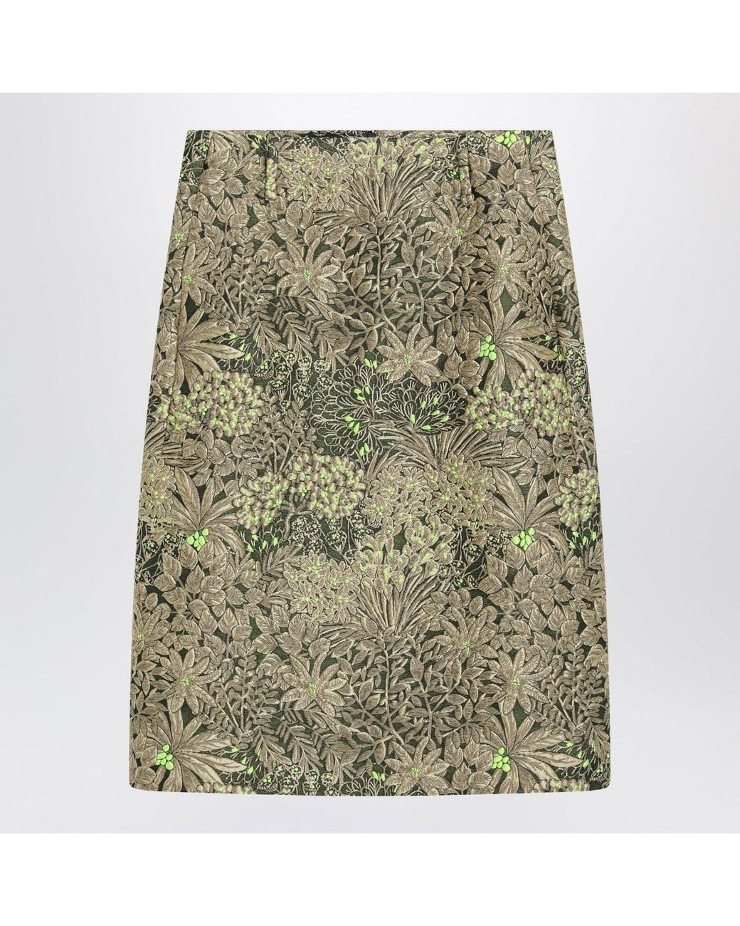 Dries Van Noten Green Skirt With Floral Jacquard Pattern