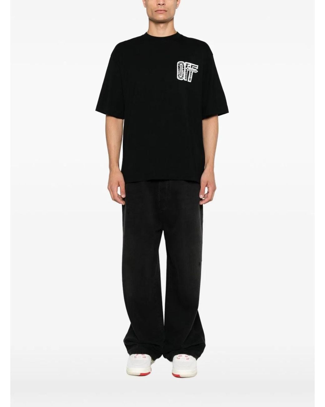Off-White c/o Virgil Abloh Black Motion Arrow Skate Cotton T-Shirt for men