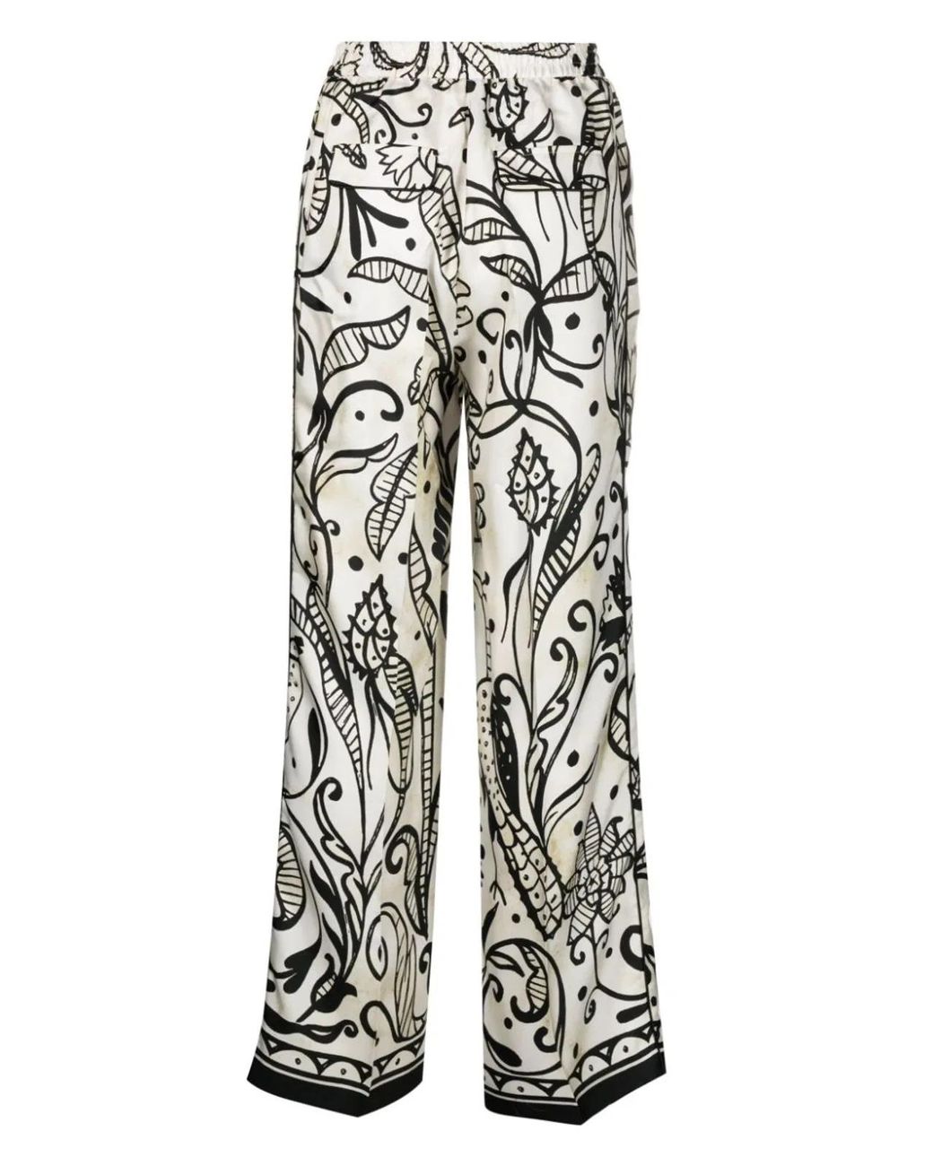 F.R.S For Restless Sleepers White Printed Silk Trousers