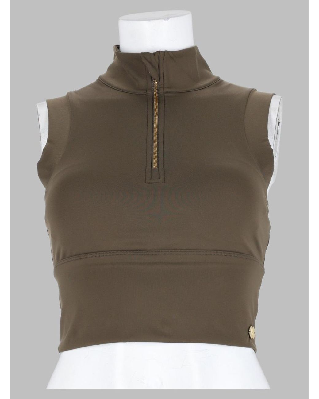HOUSE OF GRAVITY Brown Hog Turtle Zipper Crop Top