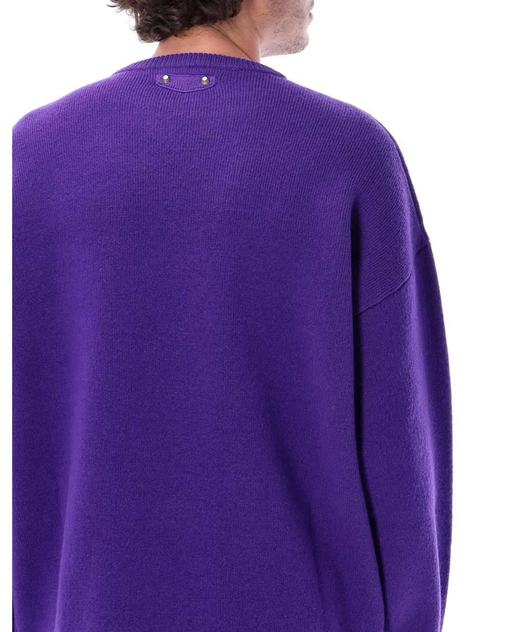 Balenciaga Purple Mini Minimal Crewneck Wool Knit Sweater With Dropped Shoulders for men