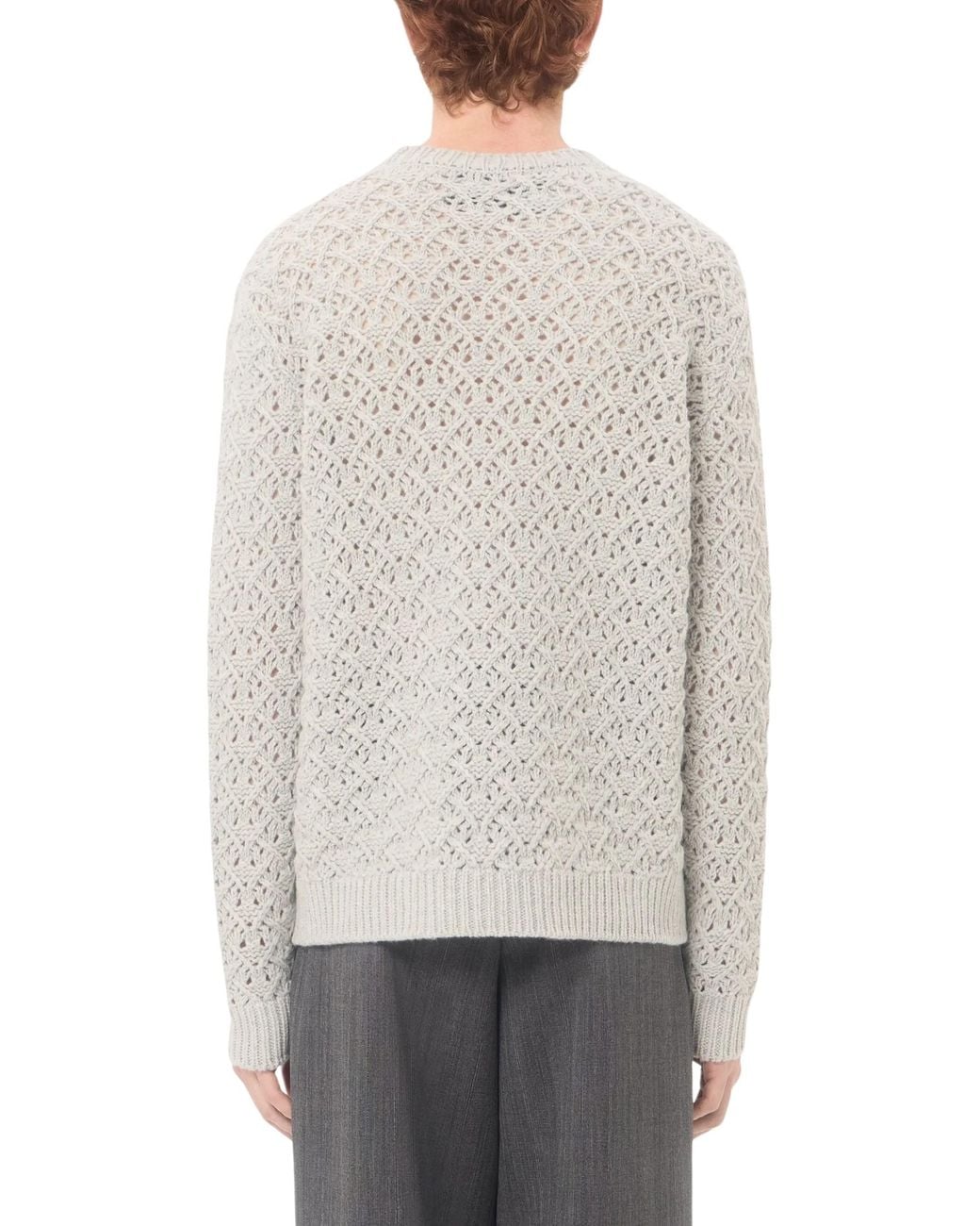 Valentino White Wool And Cashmere Jumper With Metallic V Detail for men