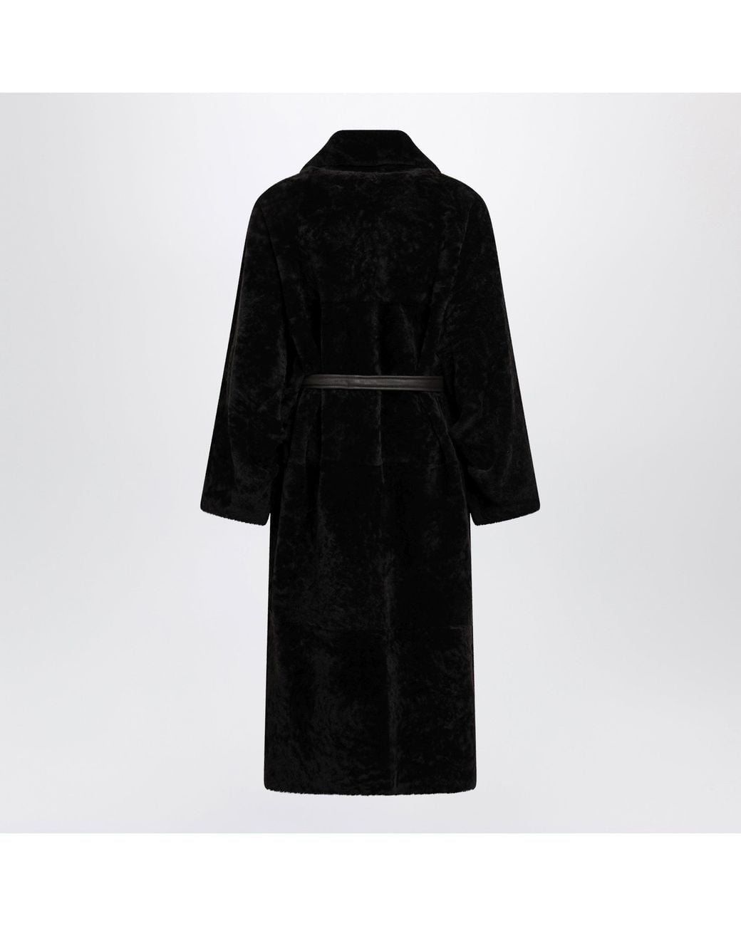 Blancha Black Chocolate Belted Fur Coat
