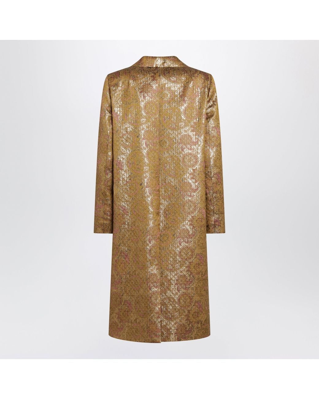 Dries Van Noten Natural Single-Breasted Coat With Jacquard Pattern
