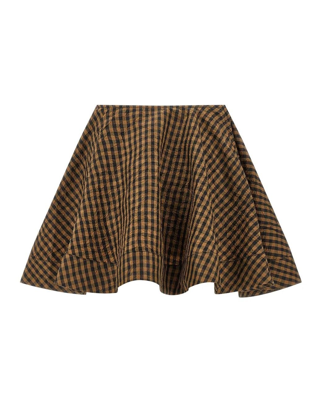 Ganni Brown 'Crinckled Taffetà' Skirt