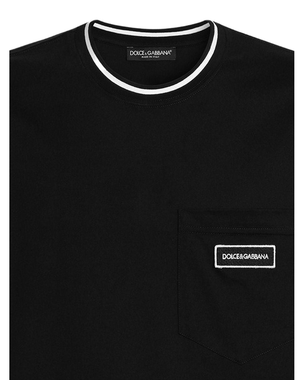 Dolce & Gabbana Black Dolce & Gabbana T-Shirt With Pocket And Logo Patch for men