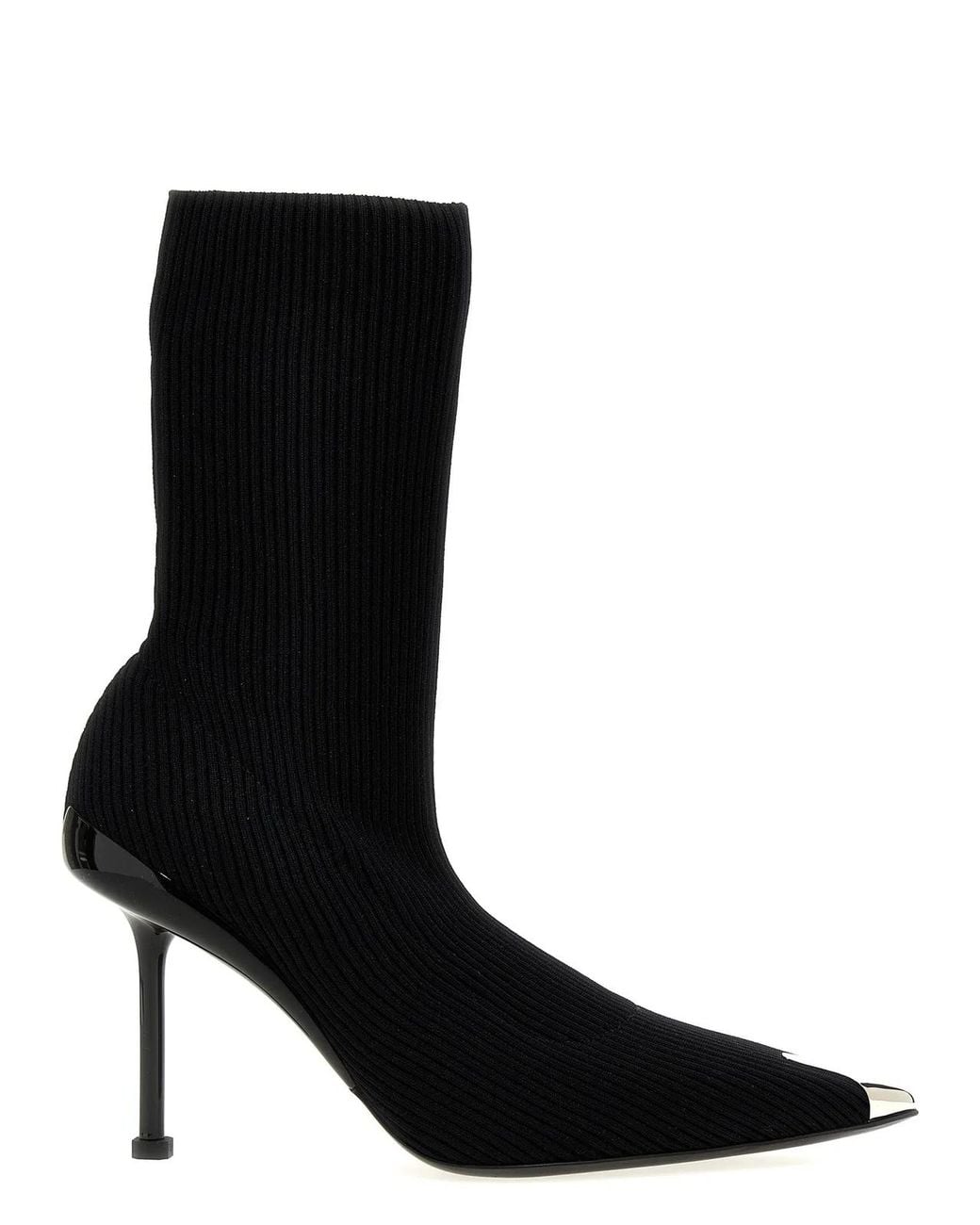 McQueen Black 'Slash' Ankle Boots