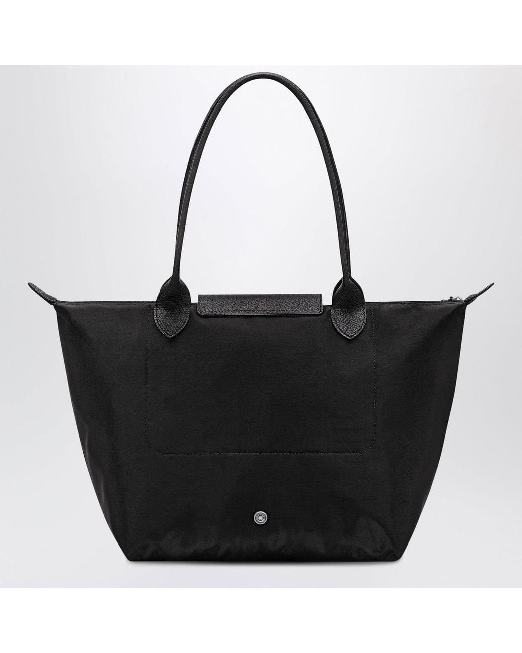 Longchamp Black Canvas Tote Bag With Leather Inserts