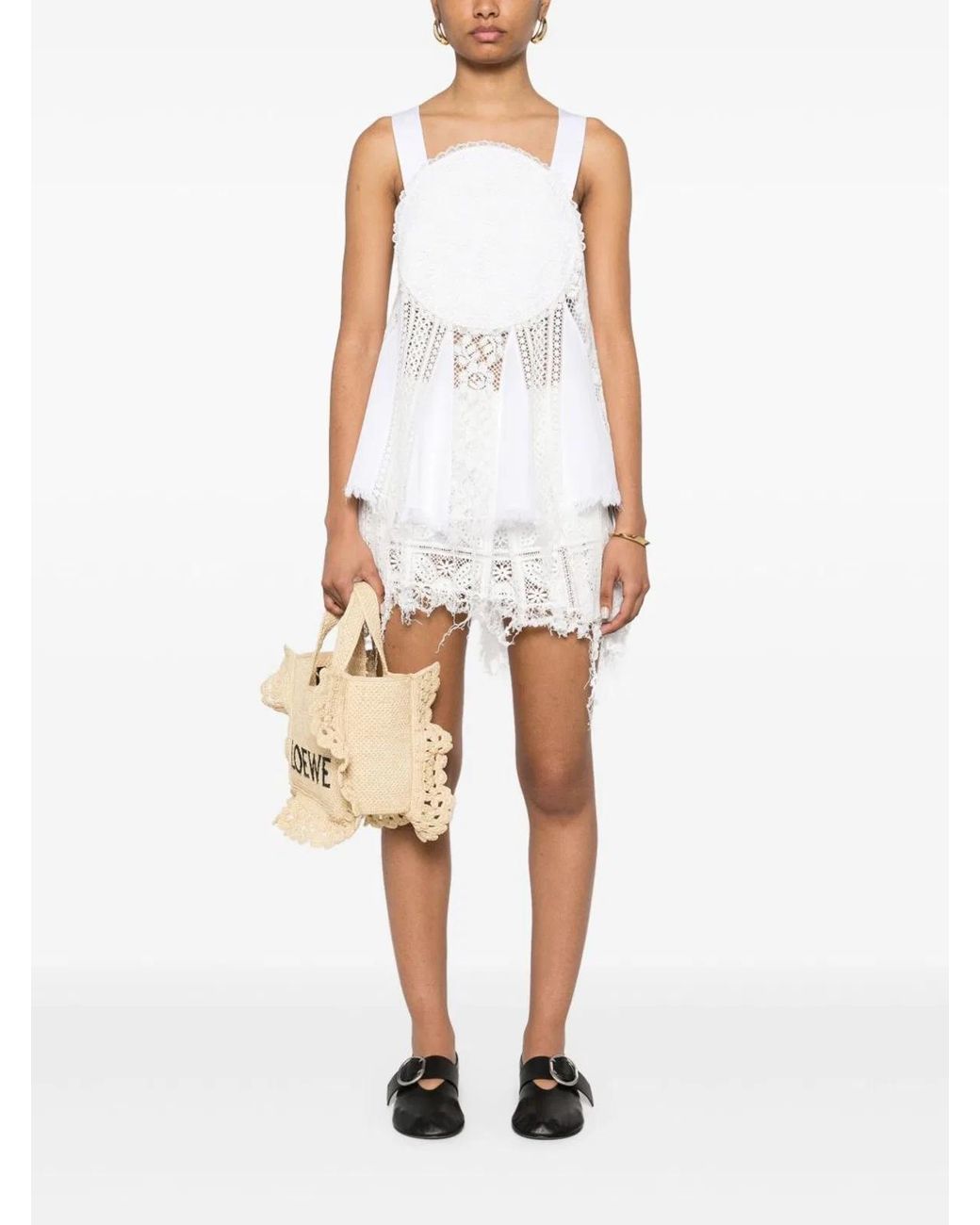 Loewe White Cotton Mini Skirt