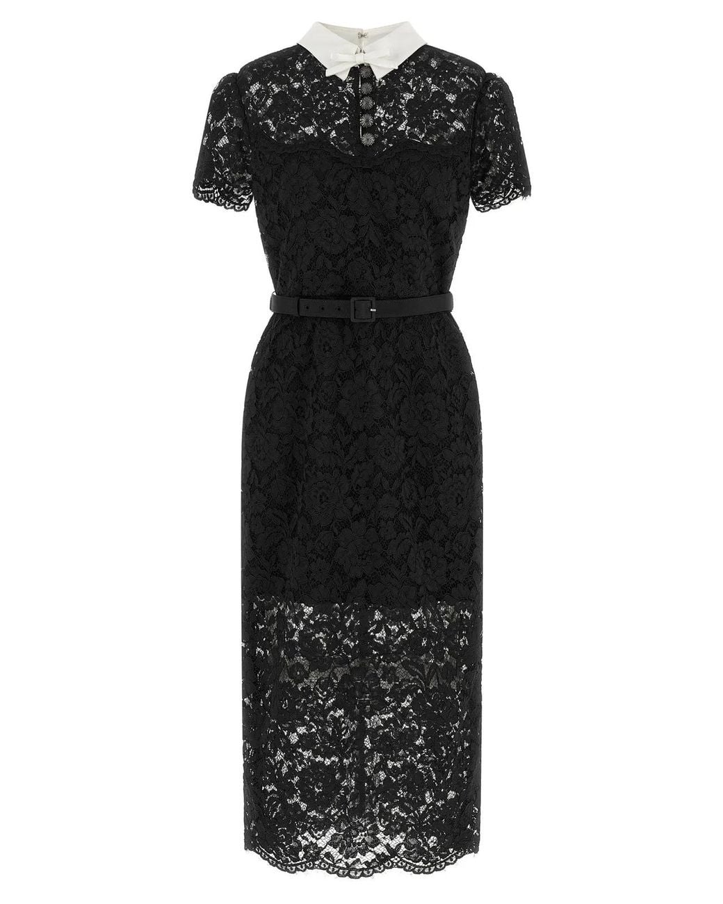Self-Portrait Black Self Portrait Lace Dress With Collar
