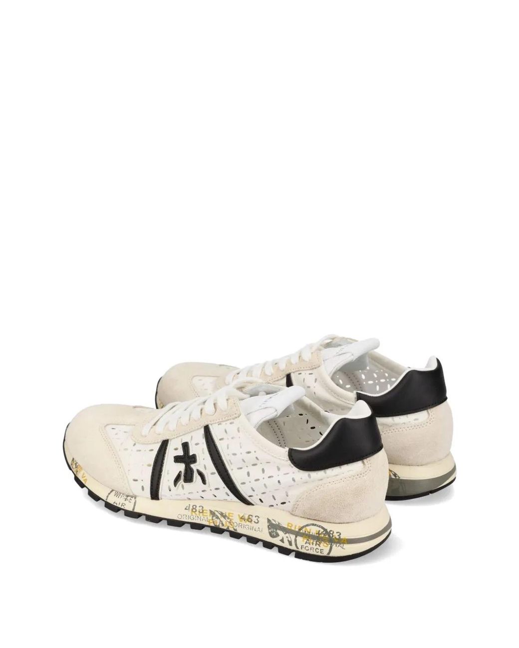 Premiata White Light Perforated Flat Shoes
