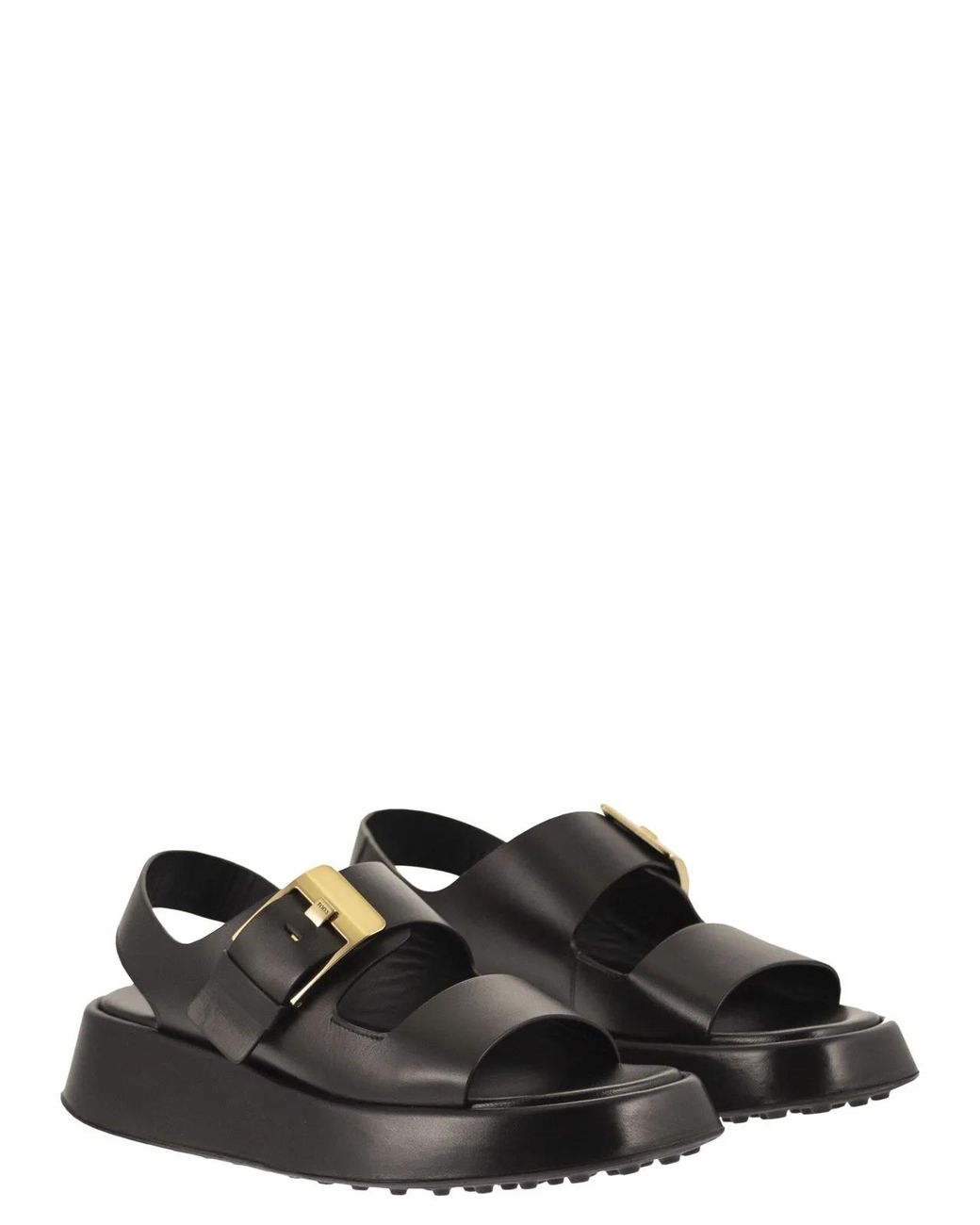 Tod's Black Leather Sandal With Buckle