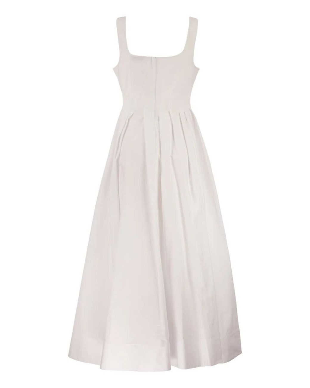 Max Mara White Spxgiro – Structured Cotton Midi Dress With Full Skirt