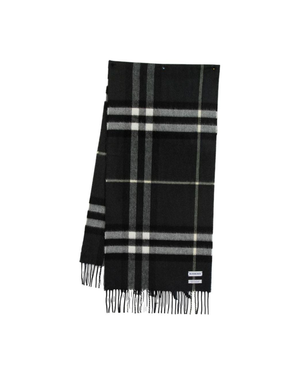 Burberry Black Cashmere Check Scarf for men
