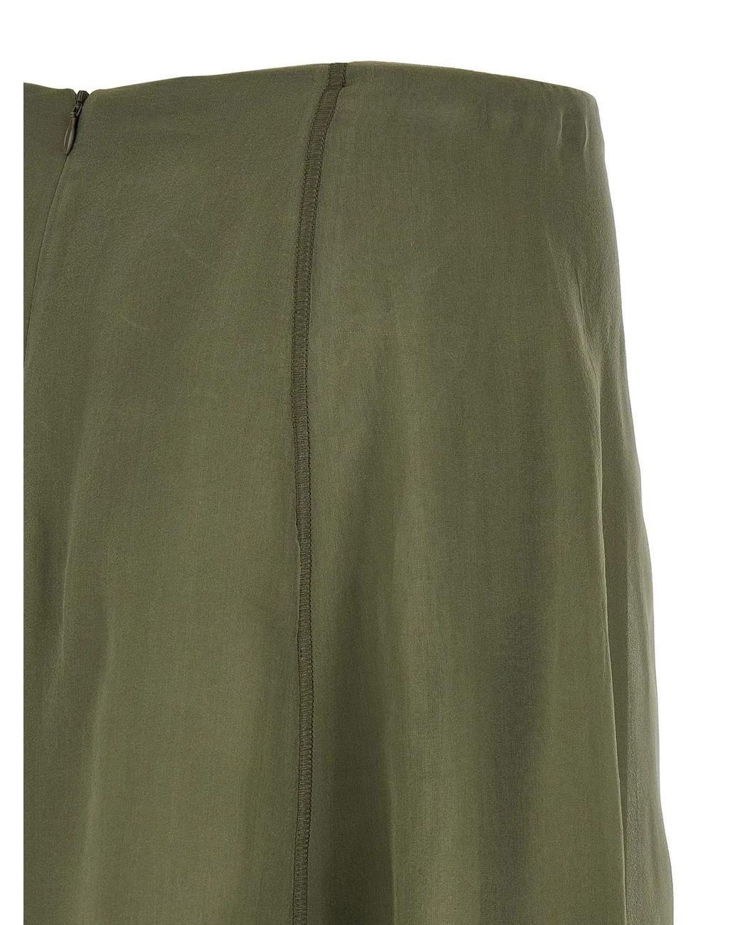 Brunello Cucinelli Green Silk Midi Skirt