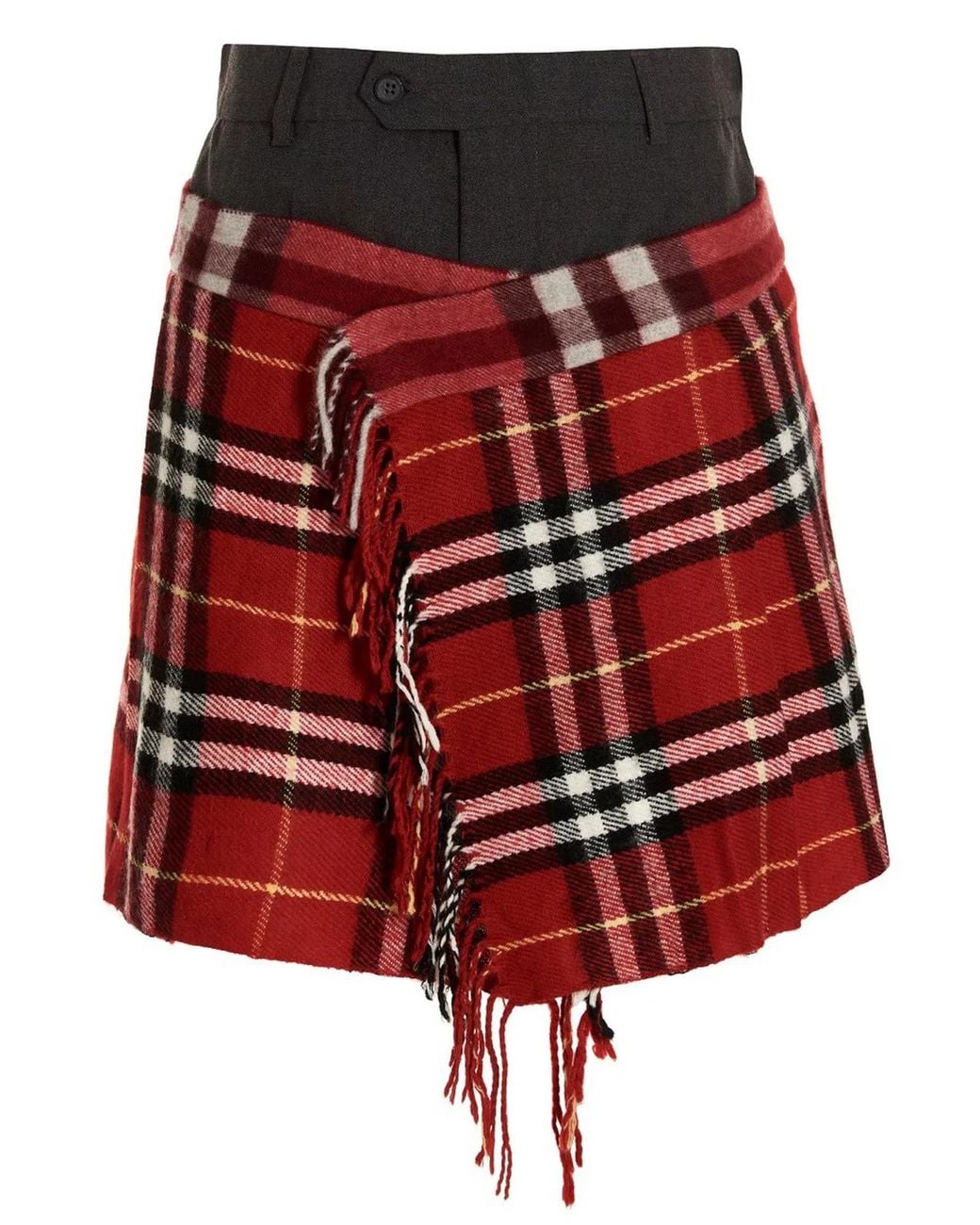 1/OFF Blue 'Check Scarf Reworked' Skirt
