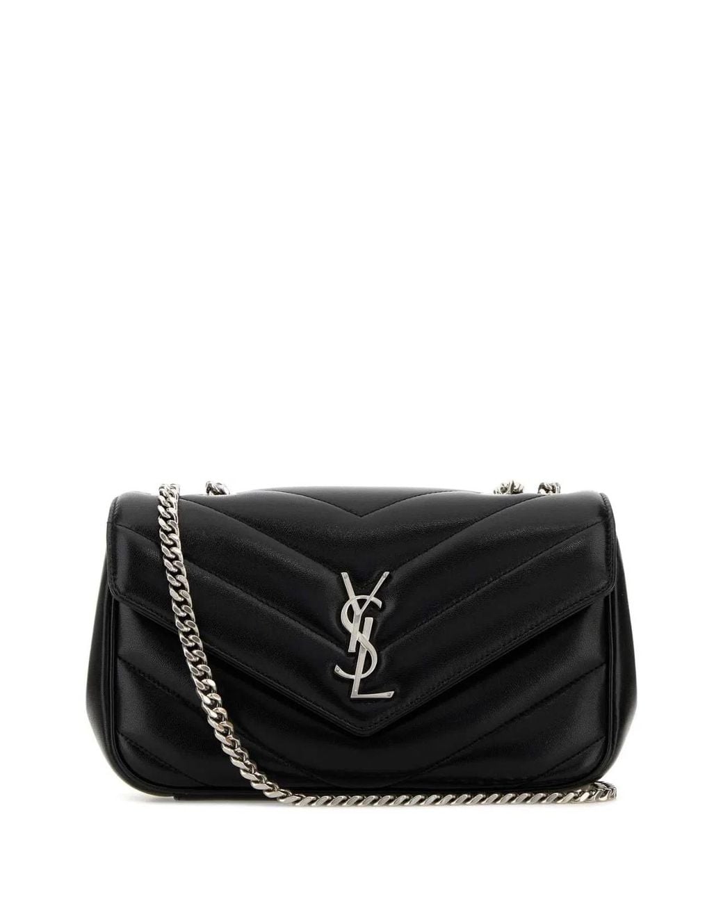 Saint Laurent Black Leather Small Loulou Shoulder Bag