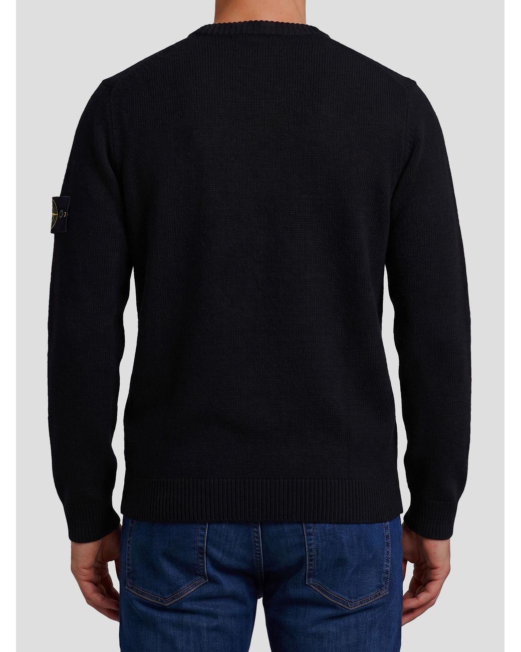 Stone Island Blue Crew-Neck Jumper With Reverse Stitch Details for men