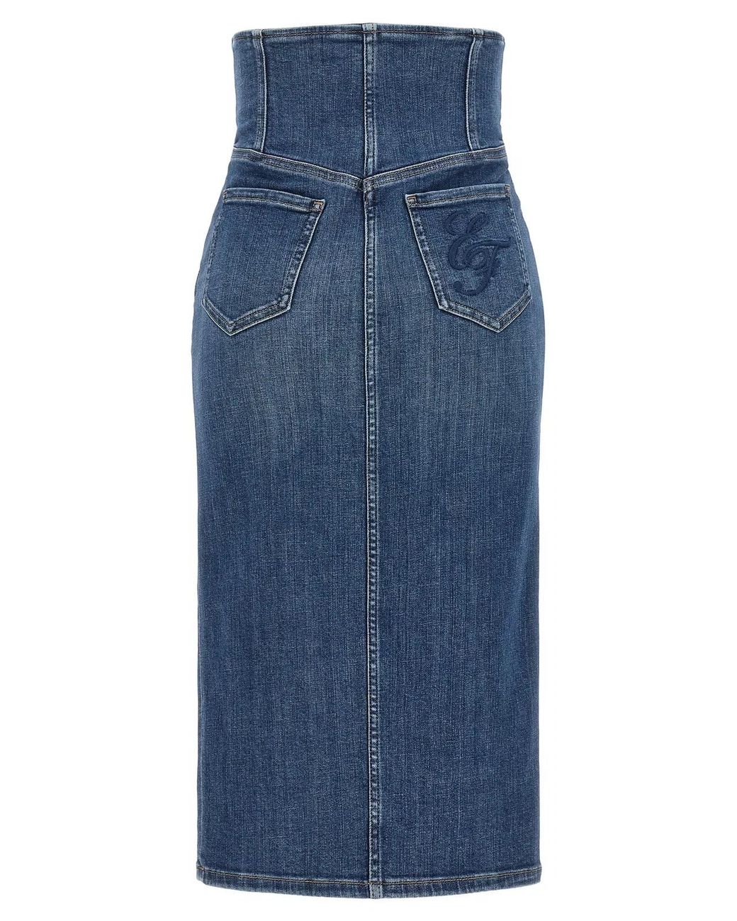 Elisabetta Franchi Blue Denim Skirt