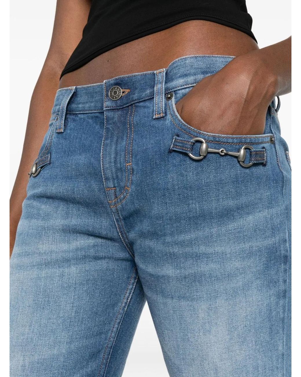 Gucci Blue Bootcut Mid Rise Jeans