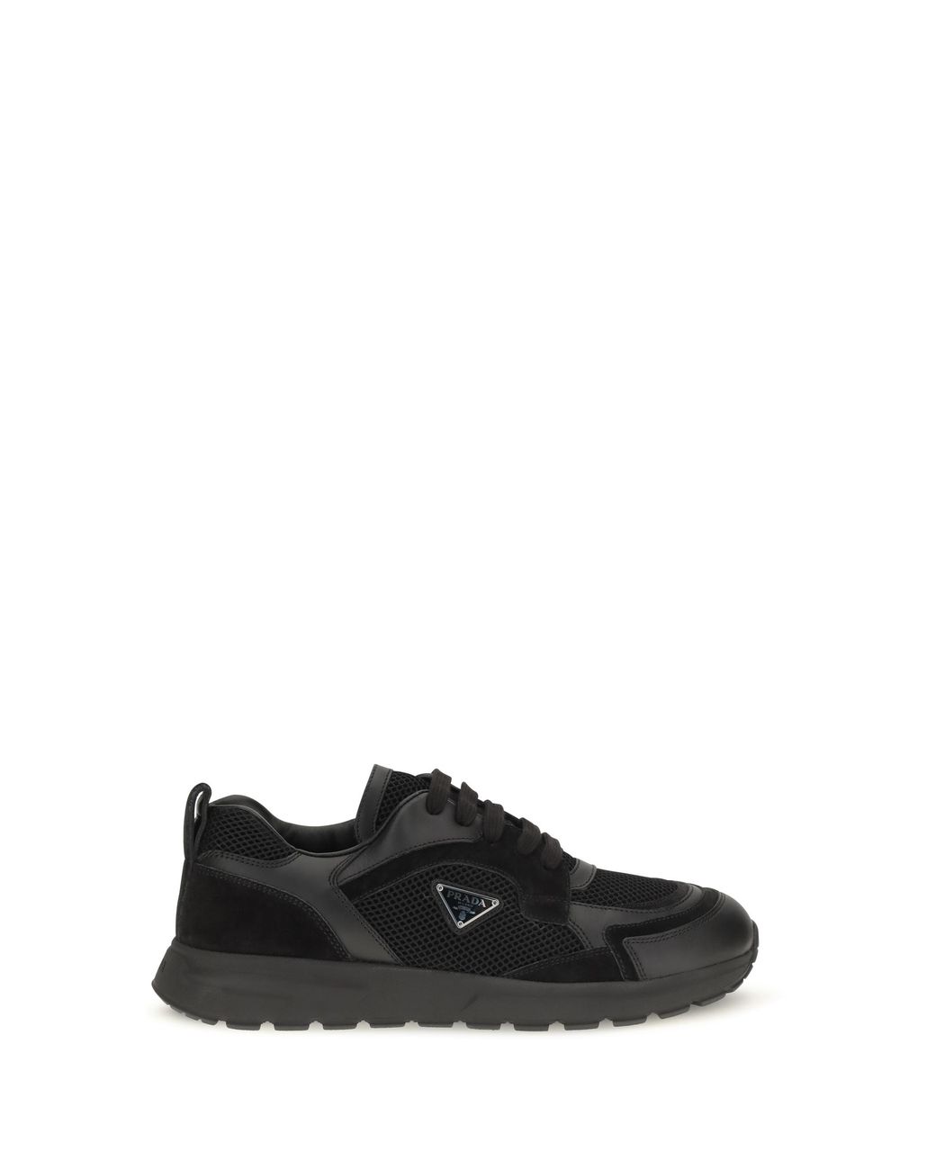 Prada Black Prax Leather And Fabric Sneakers for men