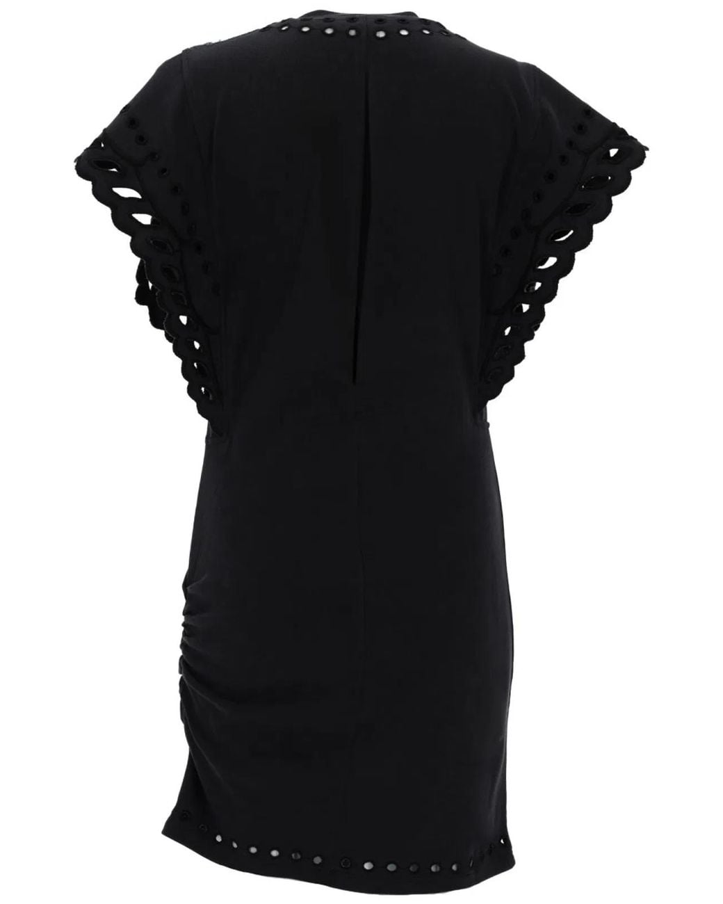 Isabel Marant Black Eyelet-Trim Cutout Sleeve Mini Dress