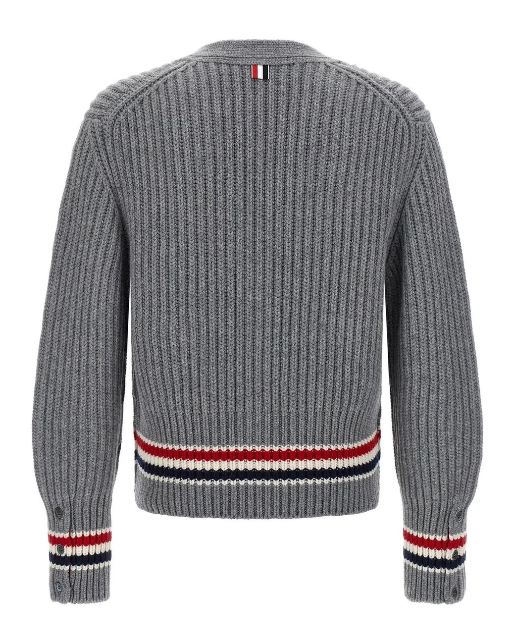 Thom Browne Gray Rwb Tape Cardigan for men