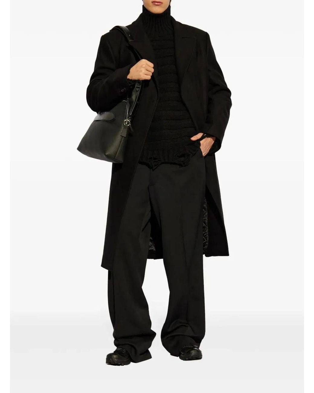 MM6 by Maison Margiela Black Maglione A Collo Alto for men