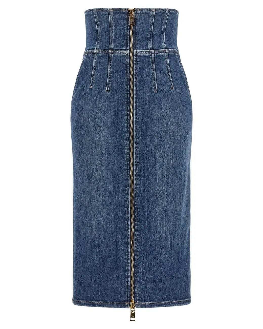 Elisabetta Franchi Blue Denim Skirt