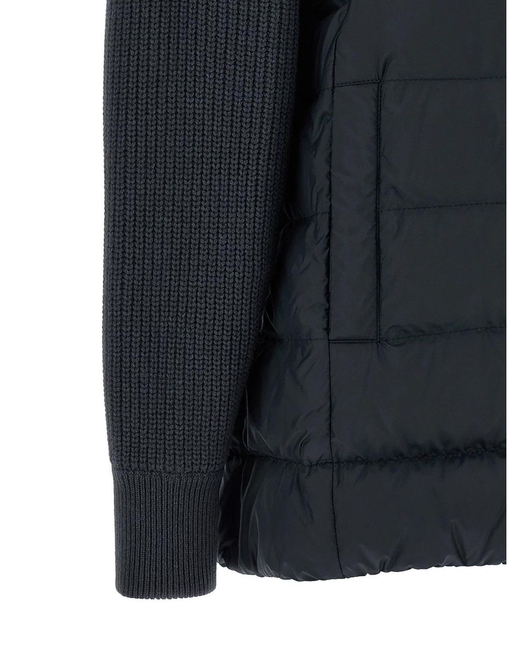 Brunello Cucinelli Black 'Shiny Zipper Pull' Down Jacket