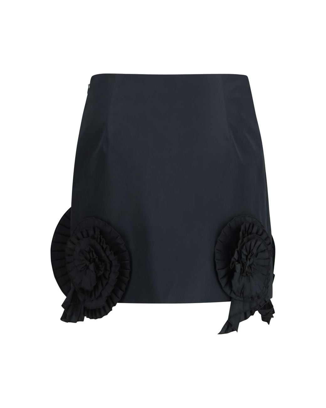 Blumarine Blue Crepe Mini Skirt With Floral Appliqué