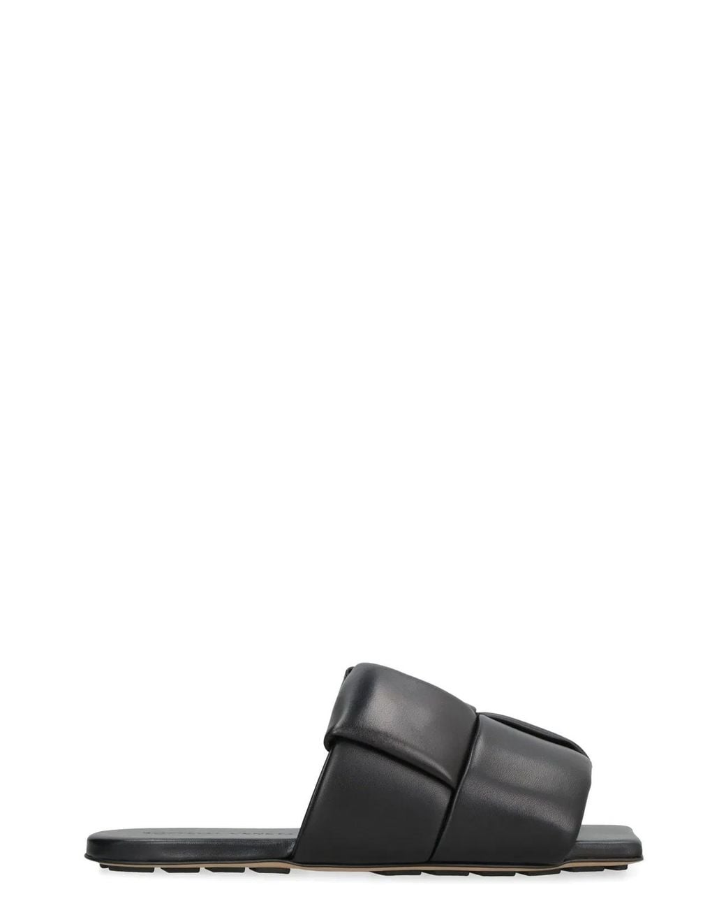 Bottega Veneta Black Flat Patch Sandals
