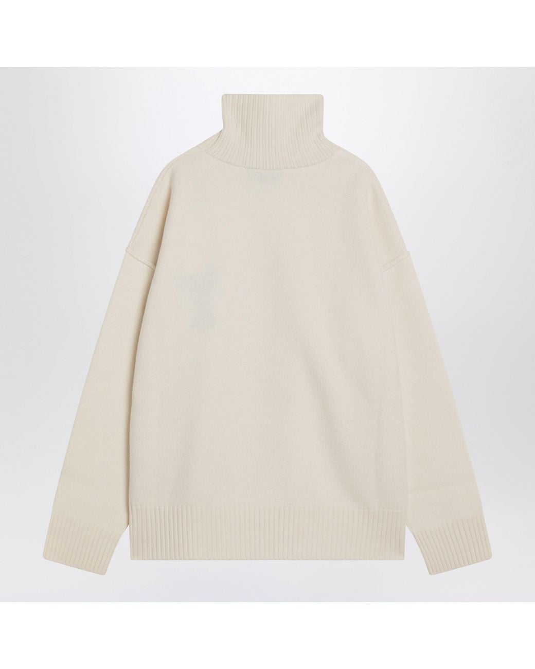 AMI White Funell-Neck Wool Sweater With Ami De Coeur for men