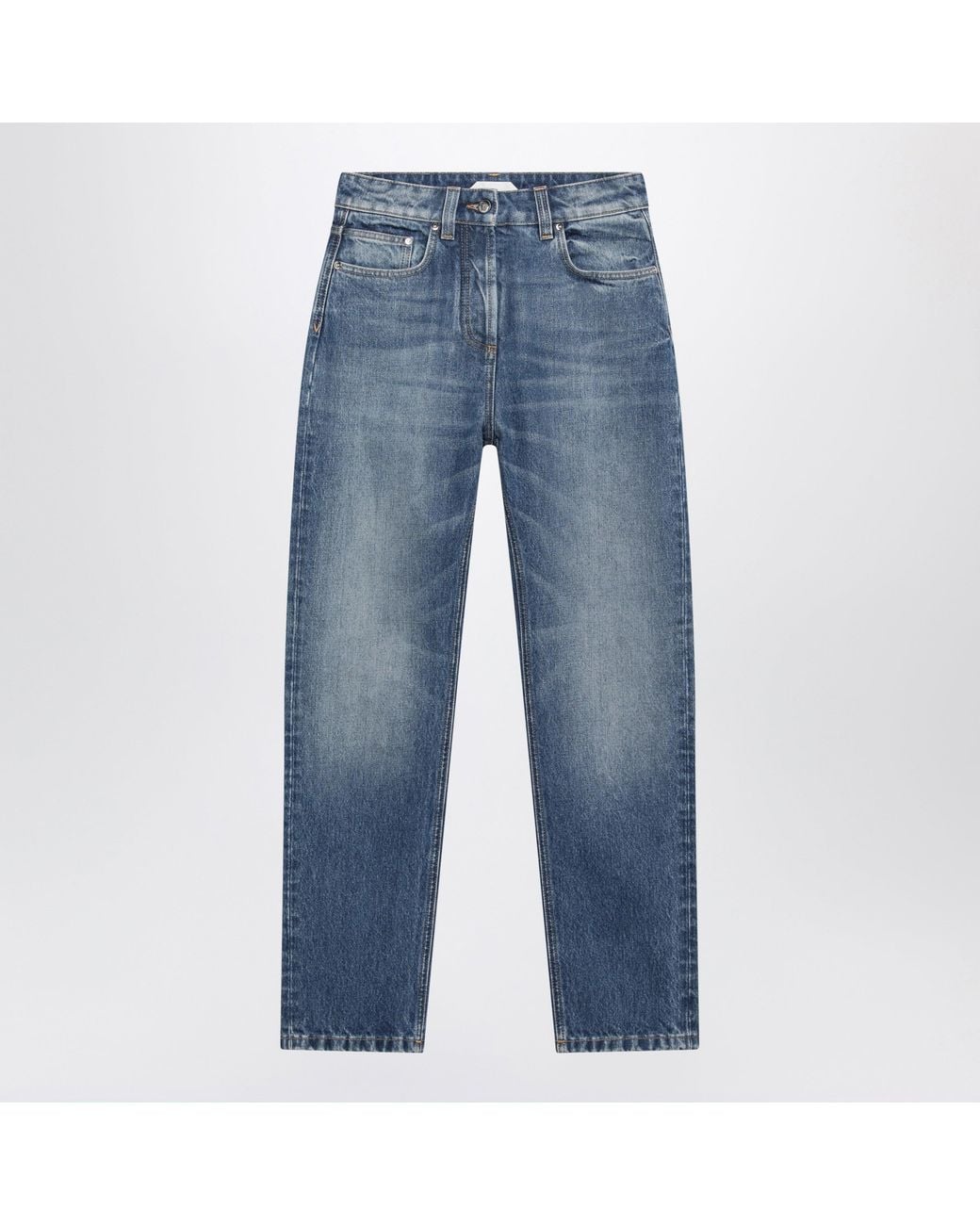 Versace Blue High-Waisted Straight-Leg Light Cotton Jeans