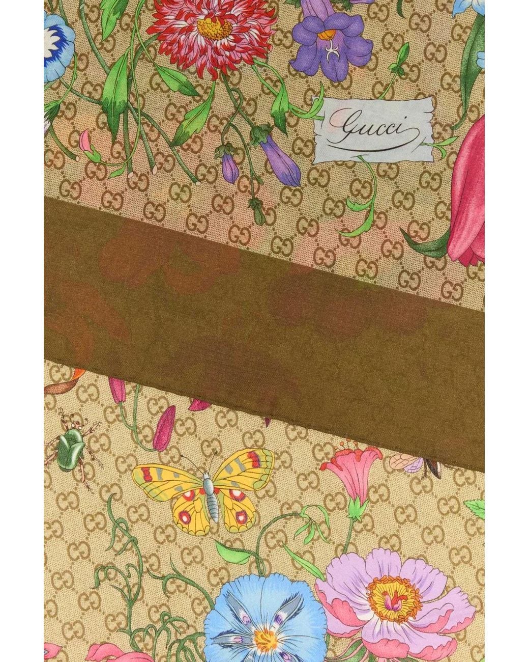 Gucci Green Printed Wool Blend Foulard