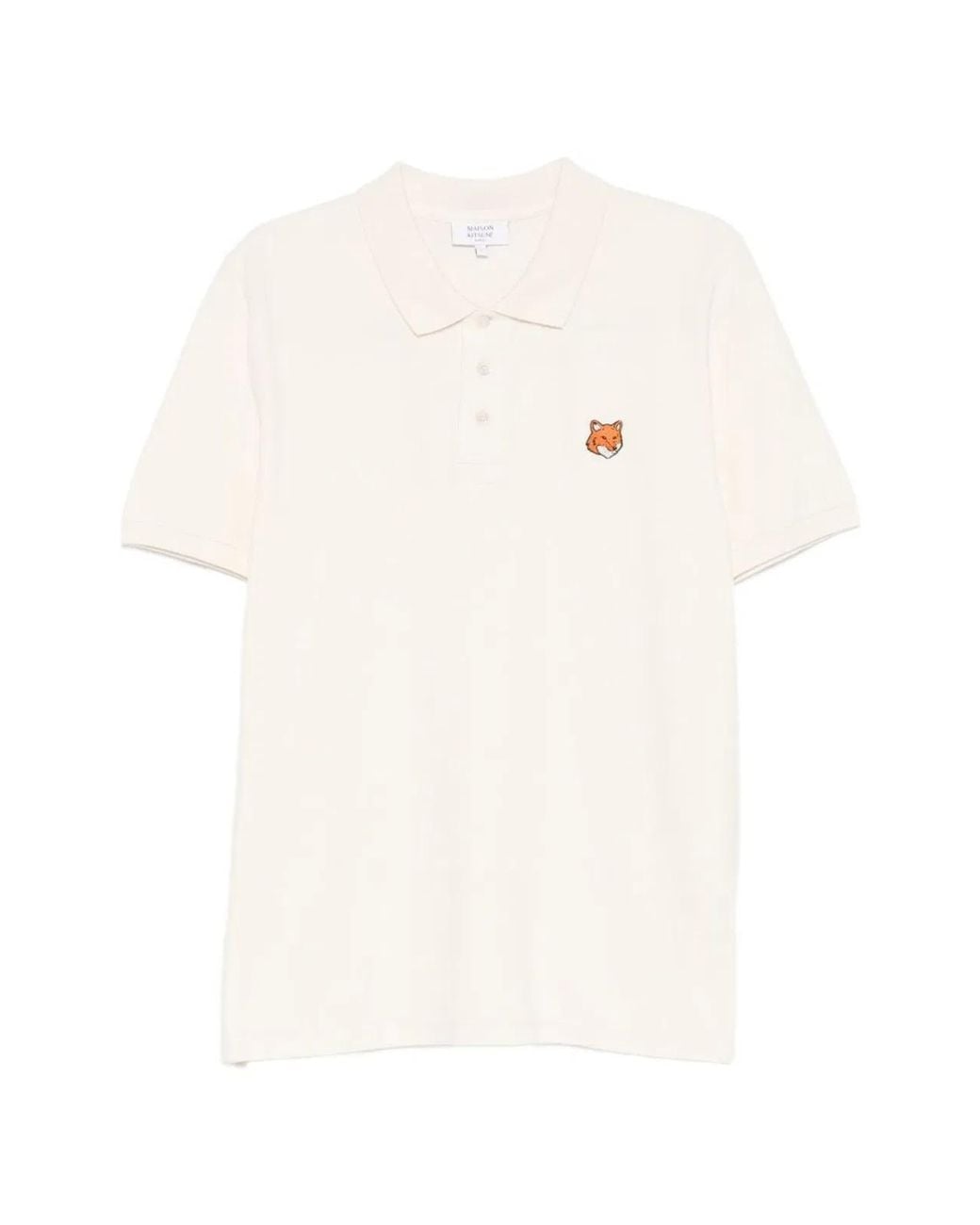 Maison Kitsuné White Maison Kitsuné Maison Kitsuné Fox Head Regular Polo for men