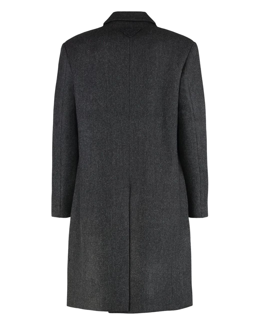 Prada Black Single-Breasted Wool Coat Virgin for men