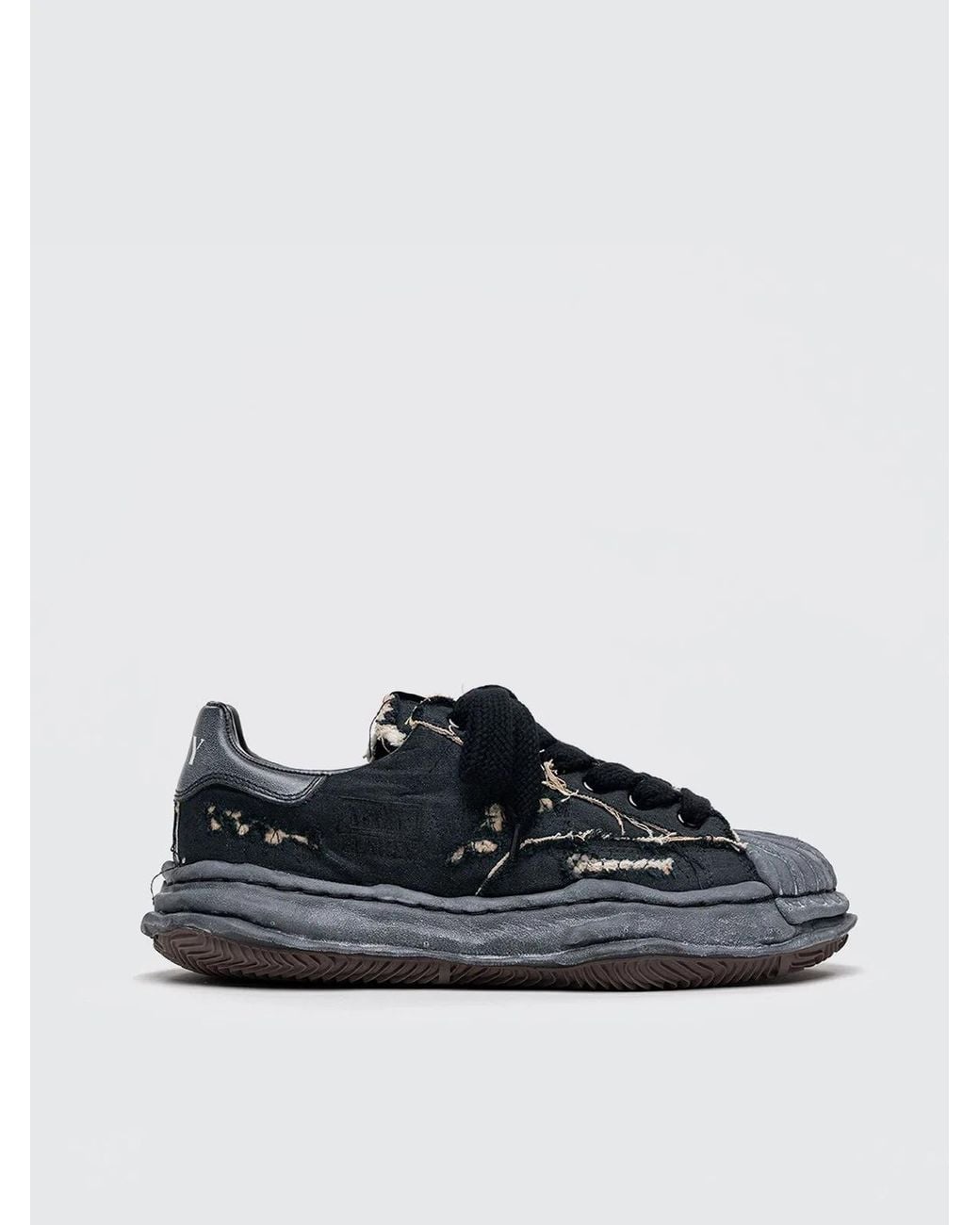 Maison Mihara Yasuhiro Black Sneaker Blakey Low Ripping & Over Dyeing for men