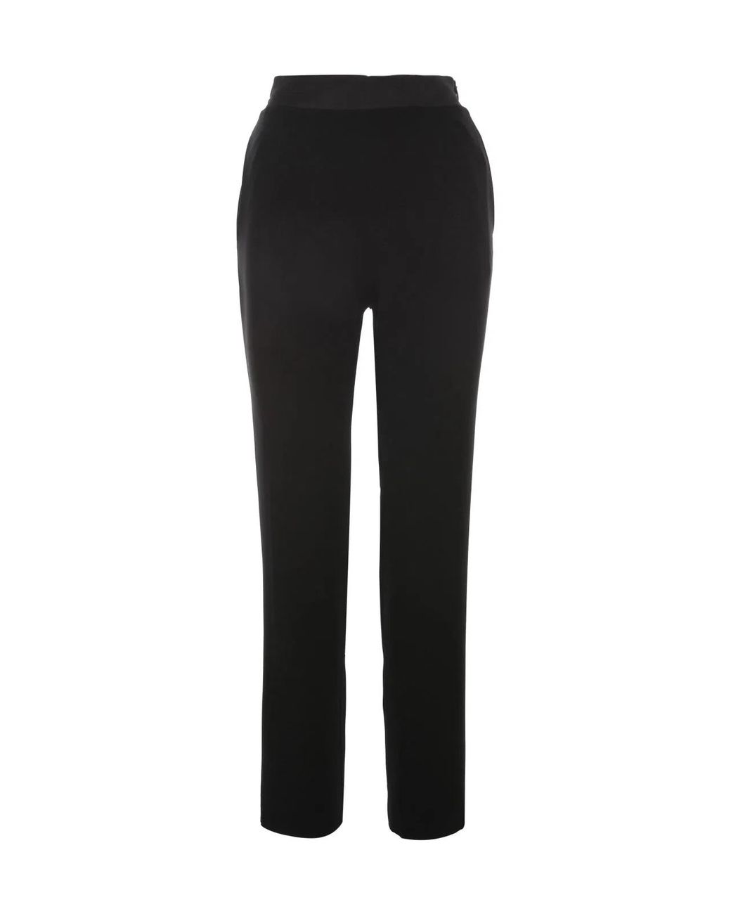 Emporio Armani Black Elastic Waisted Trousers With Sartin Details