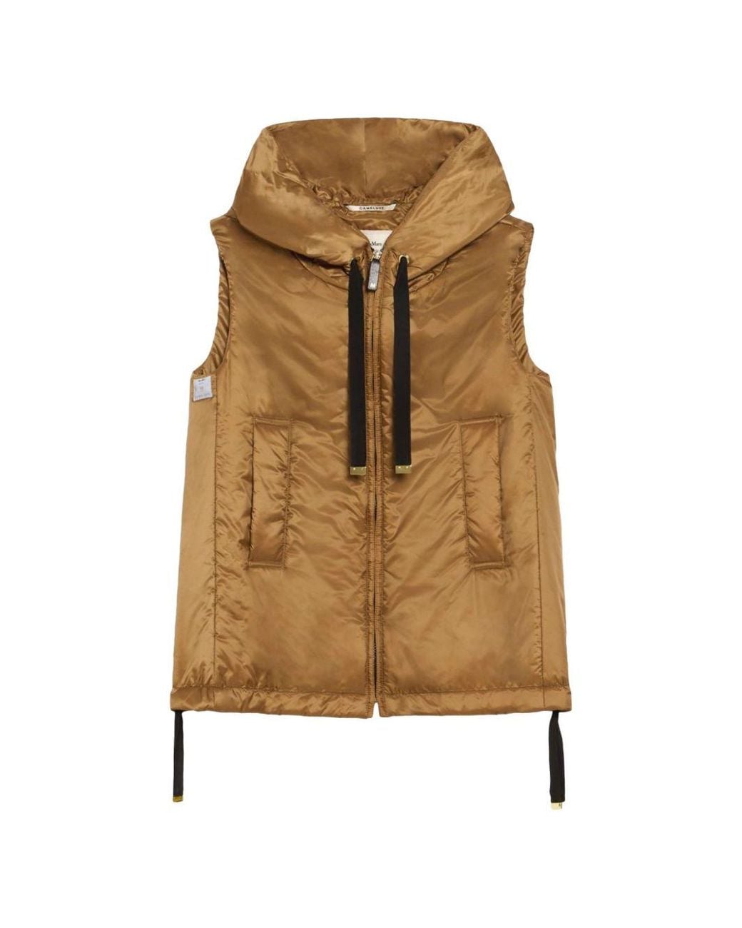 Max Mara Natural Waterproof Cameluxe Padded Canvas Vest With Zip Front