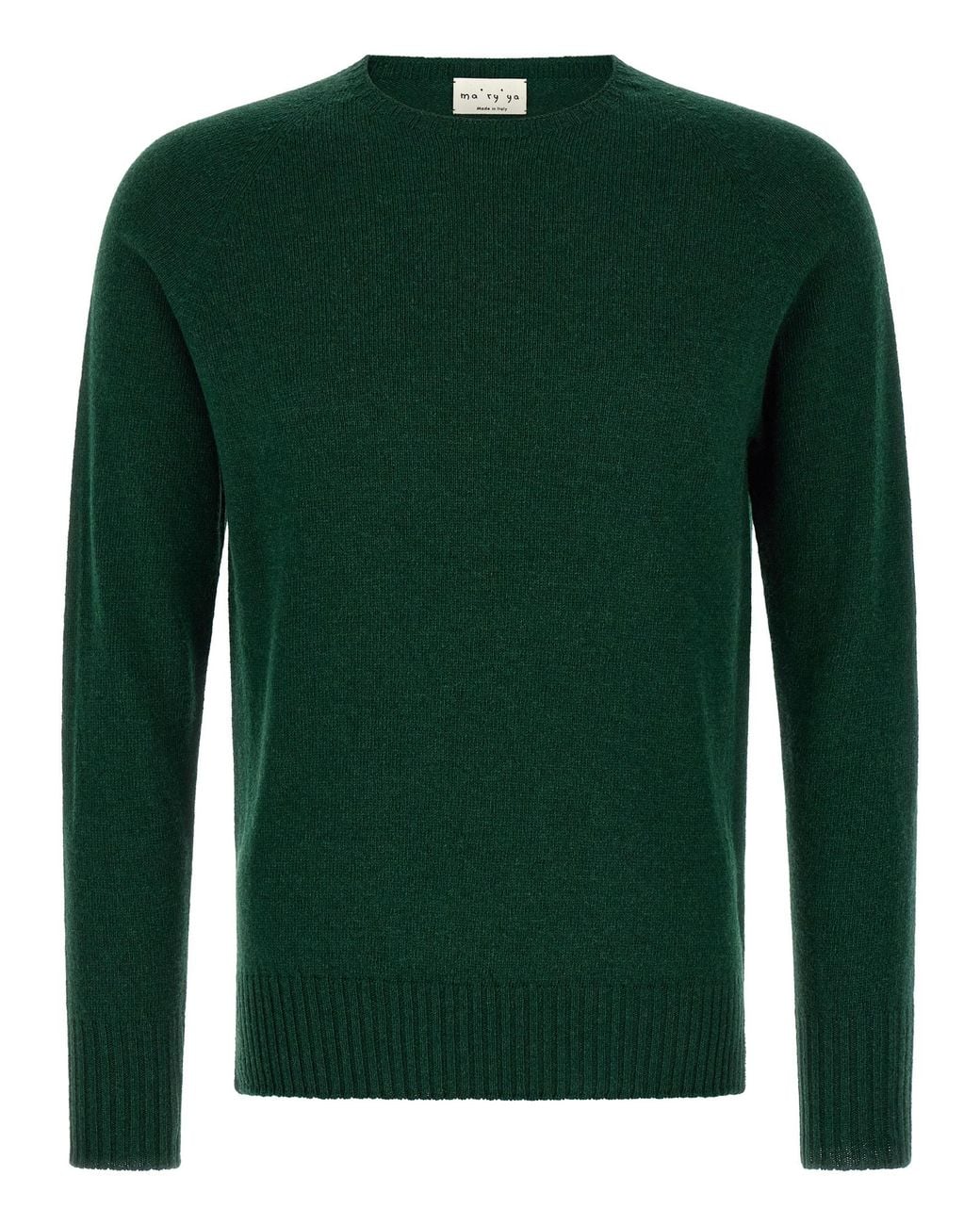 Ma'ry'ya Green Crew-Neck Sweater With Slits for men