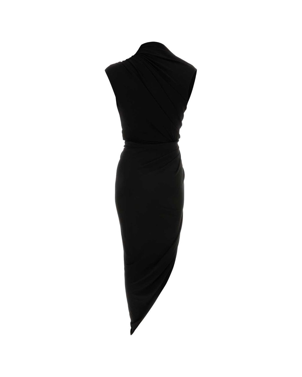 Balenciaga Black Stretch Crepe Dress Viscose