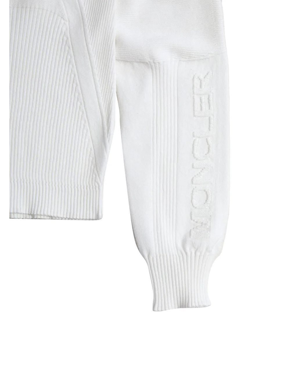 Moncler White Knitted Crew Neck Sweater