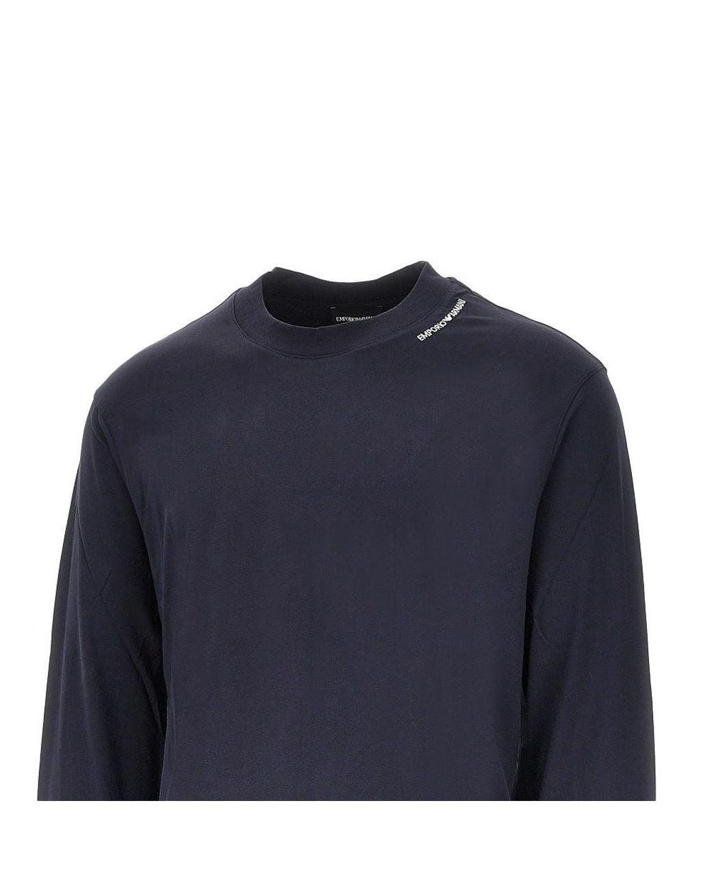 Emporio Armani Blue Stretch Jersey T-Shirt With Logo Embroidery for men