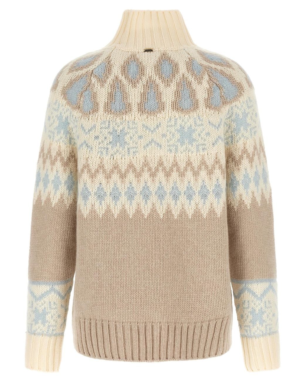 Herno Natural Wool And Cashmere Sweater With Intarsia