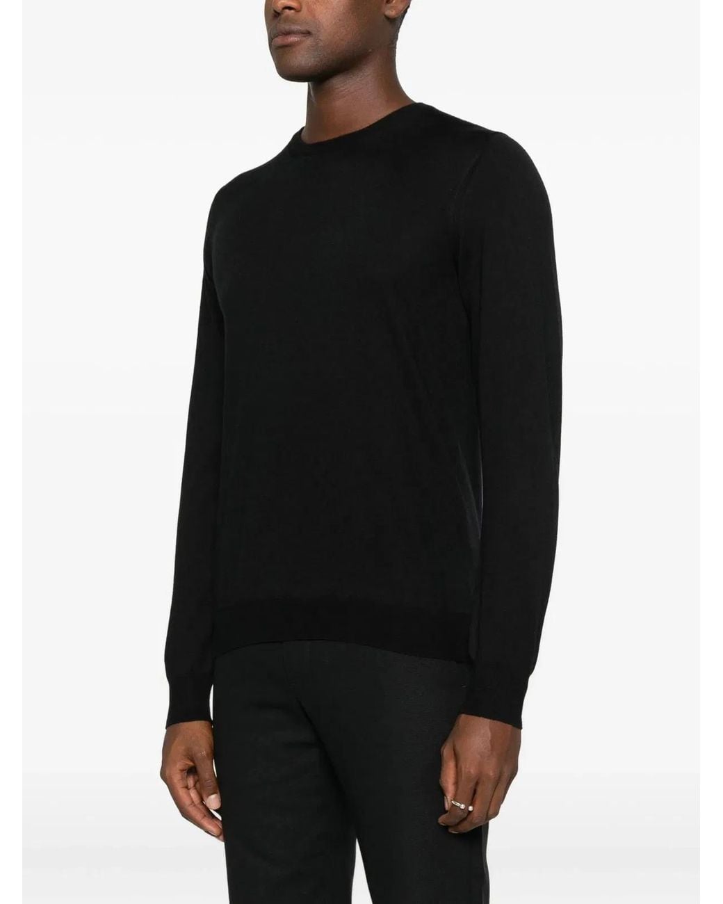 Tagliatore Black Crew Neck Pullover for men